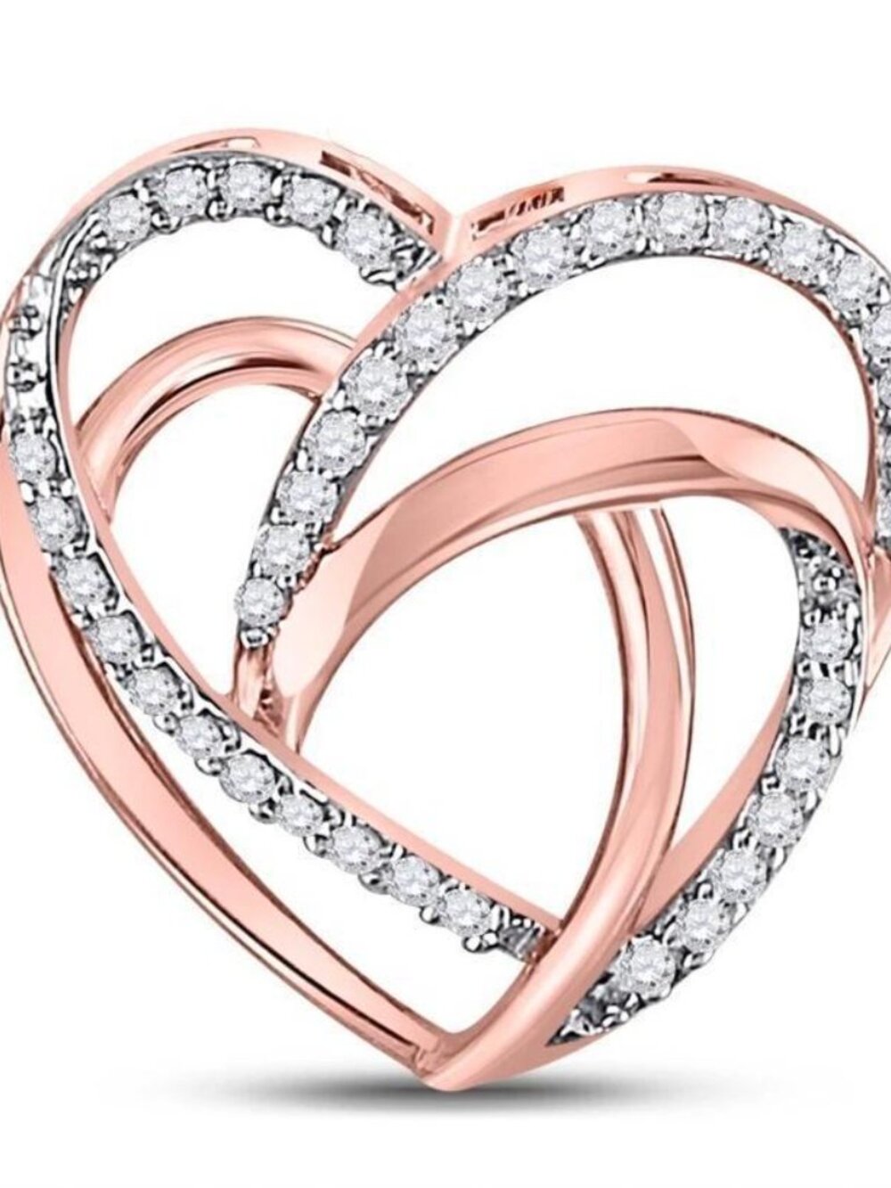 Diamond Heart Pendant 10k Rose Gold Charm